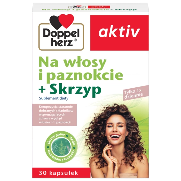 Doppelherz aktiv Na włosy i paznokcie + Skrzyp Widok z przodu