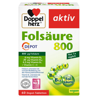 Kwas foliowy 800 z wit. B1, B6, B12,