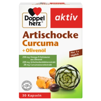 Doppelherz aktiv Karczoch + Kurkuma + Olej z oliwek Widok z przodu