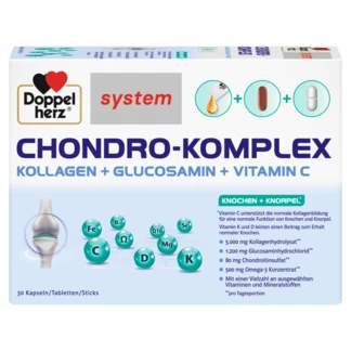 Doppelherz pure Chondro-Complex, kolagen + glukozamina + witamina C Widok z przodu