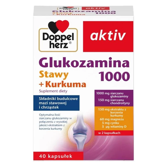 Doppelherz aktiv Glukozamina 1000 Stawy + Kurkuma Widok z przodu